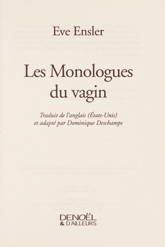 Couverture du livre « VAGINA MONOLOGUE » de Eve Ensler, librairie Les Contes Infusés à Corte