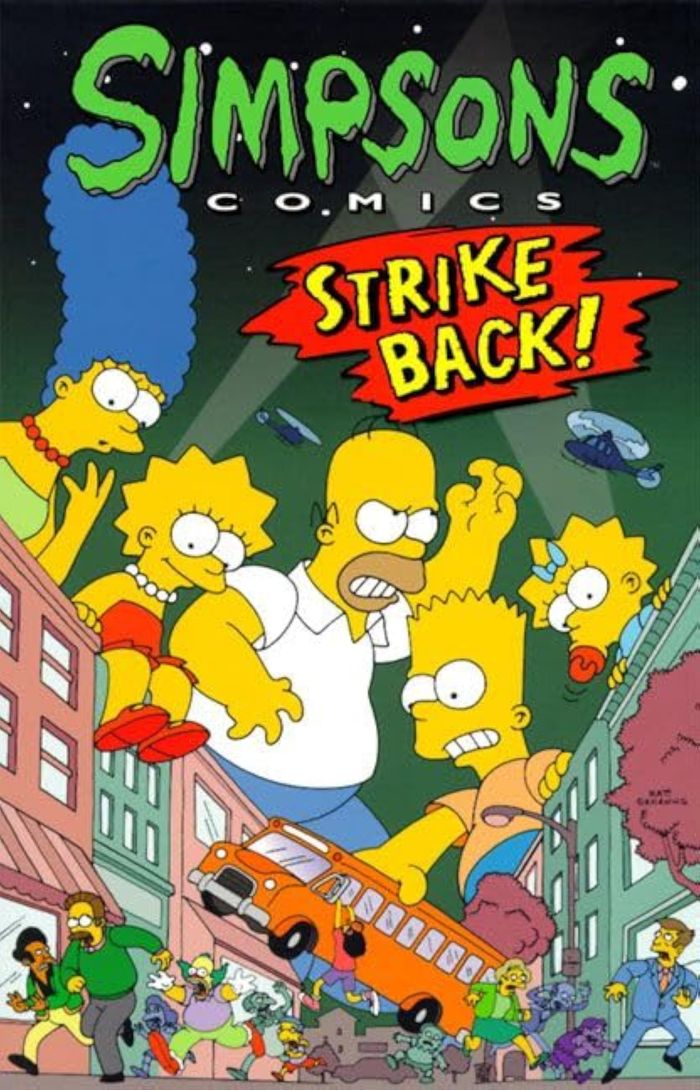 Couverture du livre « SIMPSONS COMICS STRIKE BACK » de Matt Groening, librairie Les Contes Infusés à Corte