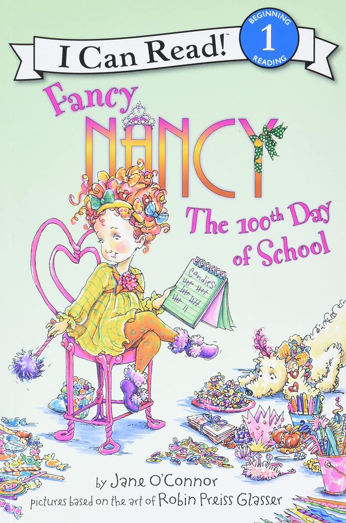 Couverture du livre « FANCY NANCY: THE 100TH DAY OF SCHOOL », librairie Les Contes Infusés à Corte
