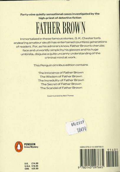 Quatrième de couverture de « THE COMPLETE FATHER BROWN »