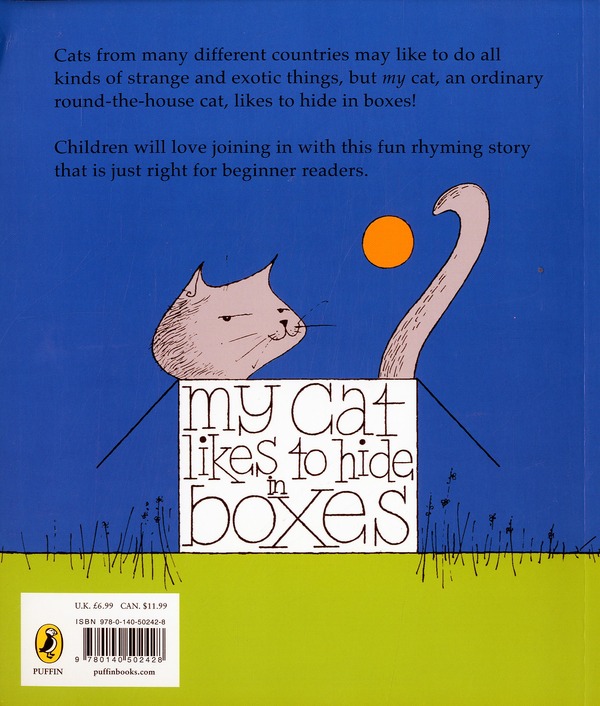 Quatrième de couverture de « MY CAT LIKES TO HIDE IN BOXES »