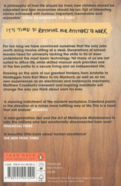 Quatrième de couverture de « THE CASE FOR WORKING WITH YOUR HANDS »