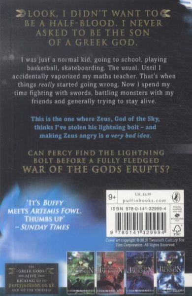 Quatrième de couverture de « PERCY JACKSON AND THE OLYMPIANS - PERCY JACKSON AND THE LIGHTNING THIEF - FILM TIE-IN (BOOK 1 OF PER »