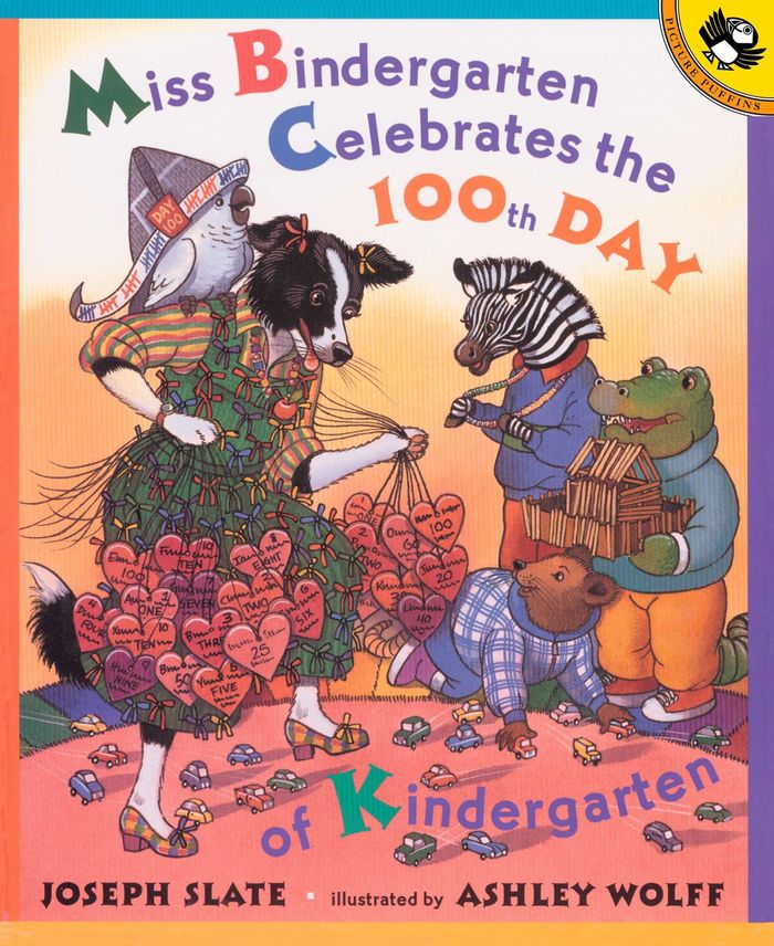Couverture du livre « MISS BINDERGARTEN CELEBRATES THE 100TH DAY OF KINDERGARTEN » de Slate, Joseph, librairie Les Contes Infusés à Corte
