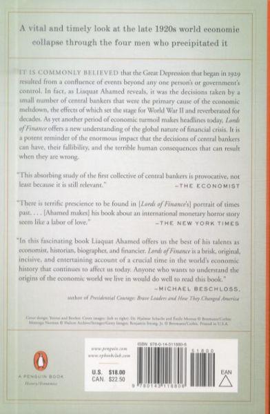Quatrième de couverture de « LORDS OF FINANCE - THE BANKERS WHO BROKE THE WORLD (PULITZER PRIZE WINNER) »