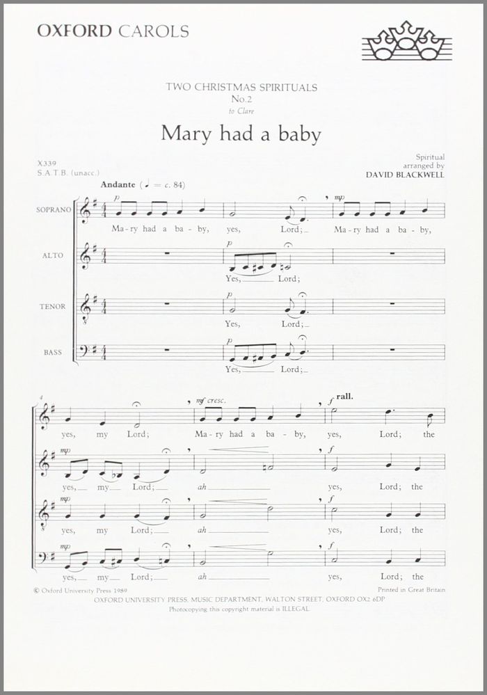 Couverture du livre « MARY HAD A BABY CHANT » de Blackwell David, librairie Les Contes Infusés à Corte