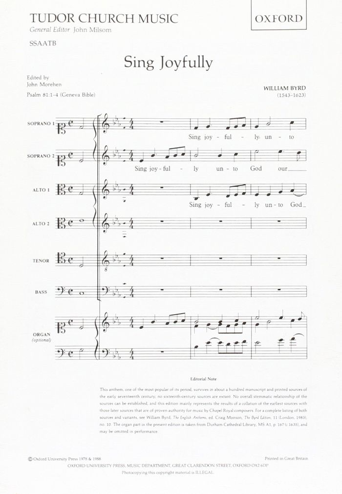 Couverture du livre « SING JOYFULLY CHANT » de Byrd William, librairie Les Contes Infusés à Corte