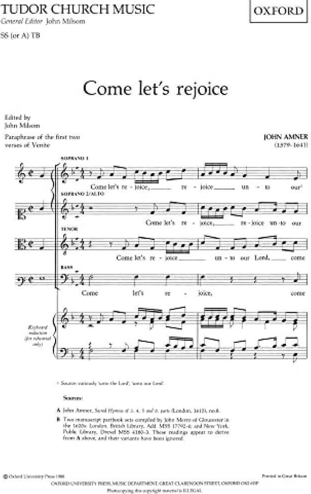 Couverture du livre « COME LET'S REJOICE CHANT » de Amner John, librairie Les Contes Infusés à Corte