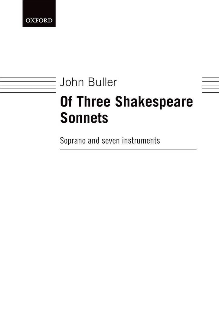 Couverture du livre « OF THREE SHAKESPEARE SONNETS » de Buller John, librairie Les Contes Infusés à Corte