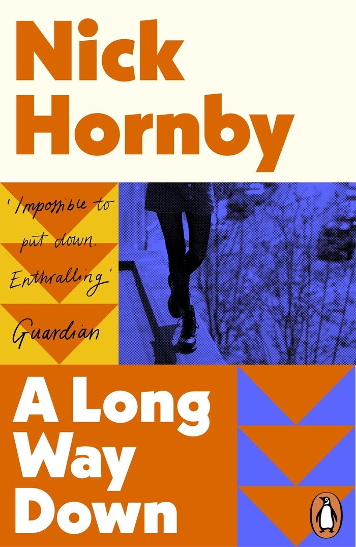Couverture du livre « A LONG WAY DOWN - THE INTERNATIONAL BESTSELLER » de Nick Hornby, librairie Les Contes Infusés à Corte