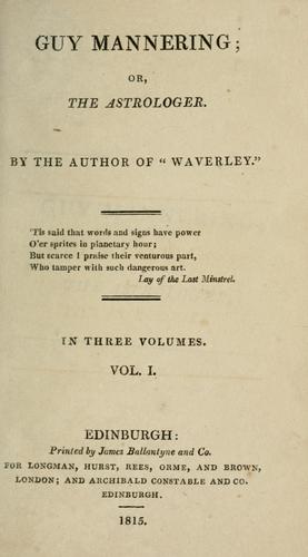 Couverture du livre « GUY MANNERING » de Walter Scott, librairie Les Contes Infusés à Corte