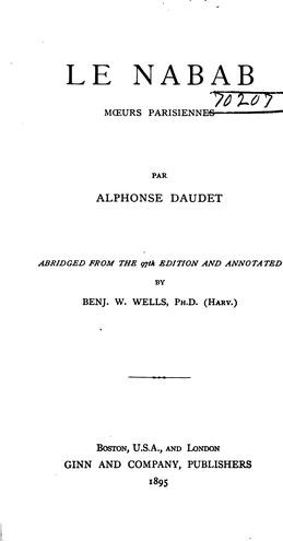 Couverture du livre « LE NABAB » de Alphonse Daudet, librairie Les Contes Infusés à Corte