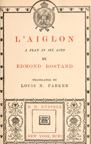 Couverture du livre « L'AIGLON » de Edmond Rostand, librairie Les Contes Infusés à Corte