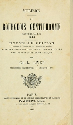 Couverture du livre « LE BOURGEOIS GENTILHOMME » de Moliere, librairie Les Contes Infusés à Corte