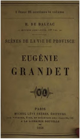 Couverture du livre « EUGENIE GRANDET » de De Balzac Honore, librairie Les Contes Infusés à Corte