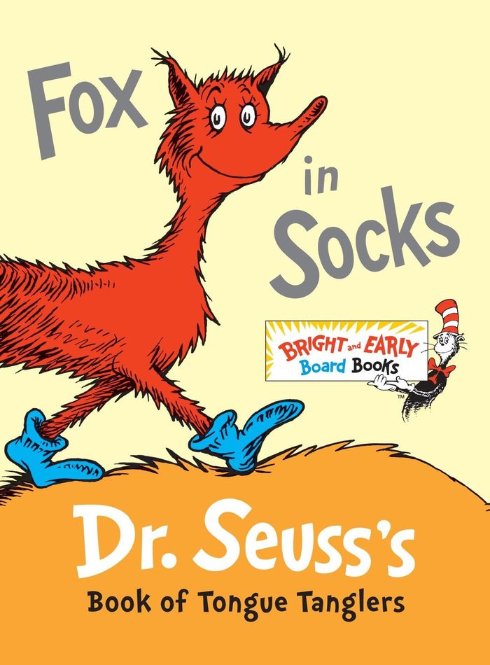 Couverture du livre « BRIGHT & EARLY BOARD BOOKS - FOX IN SOCKS - DR. SEUSS'S BOOK OF TONGUE TANGLERS » de Seuss Dr., librairie Les Contes Infusés à Corte