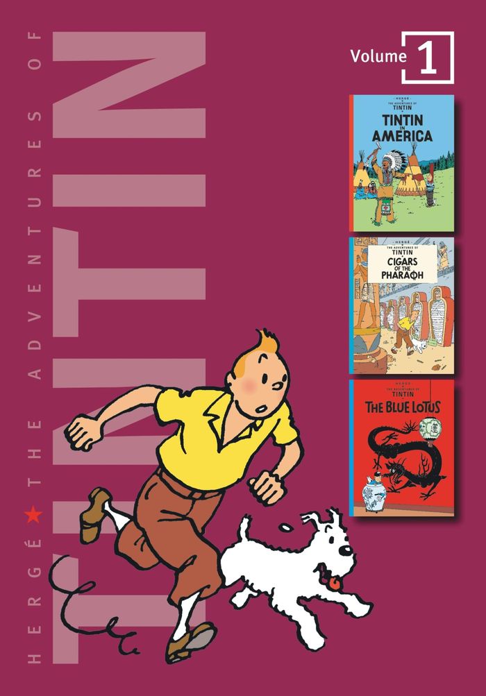 Couverture du livre « TINTIN THREE-IN-ONE - WITH CIGARS OF THE PHARAOH AND THE BLUE LOTUS » de Herge, librairie Les Contes Infusés à Corte