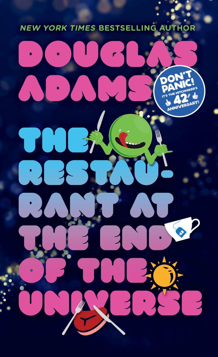 Couverture du livre « HITCHHIKER'S GUIDE TO THE GALAXY - THE RESTAURANT AT THE END OF THE UNIVERSE » de Douglas Adams, librairie Les Contes Infusés à Corte
