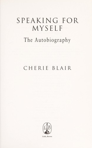 Couverture du livre « SPEAKING FOR MYSELF » de Blair, Cherie, librairie Les Contes Infusés à Corte