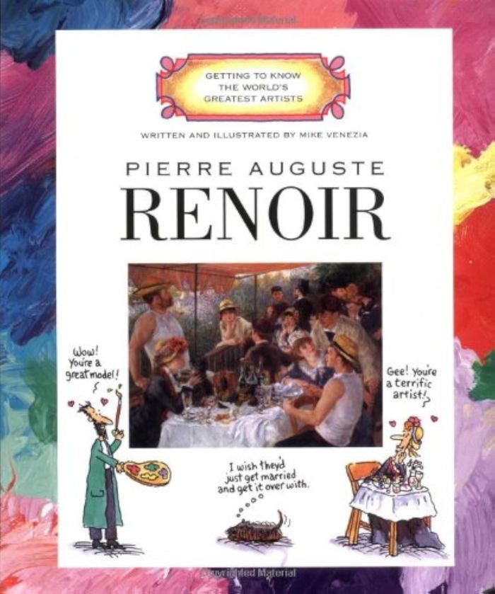 Couverture du livre « GETTING TO KNOW PIERRE AUGUSTE RENOIR » de Mike Venezia, librairie Les Contes Infusés à Corte