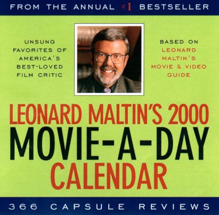 Couverture du livre « 2000 MOVIE-A-DAY CALENDAR » de Leonard Maltin, librairie Les Contes Infusés à Corte