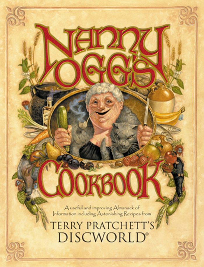 Couverture du livre « NANNY OGG'S COOKBOOK » de Terry Pratchett, librairie Les Contes Infusés à Corte