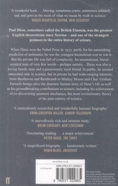 Quatrième de couverture de « THE STRANGEST MAN - THE HIDDEN LIFE OF PAUL DIRAC, QUANTUM GENIUS »