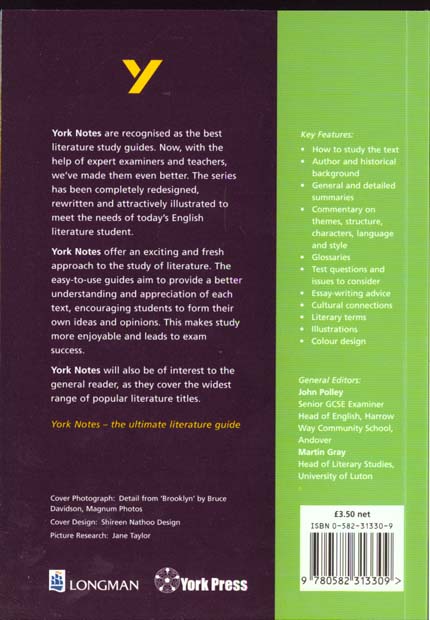 Quatrième de couverture de « CATCHER IN THE RYE YORK NOTES »
