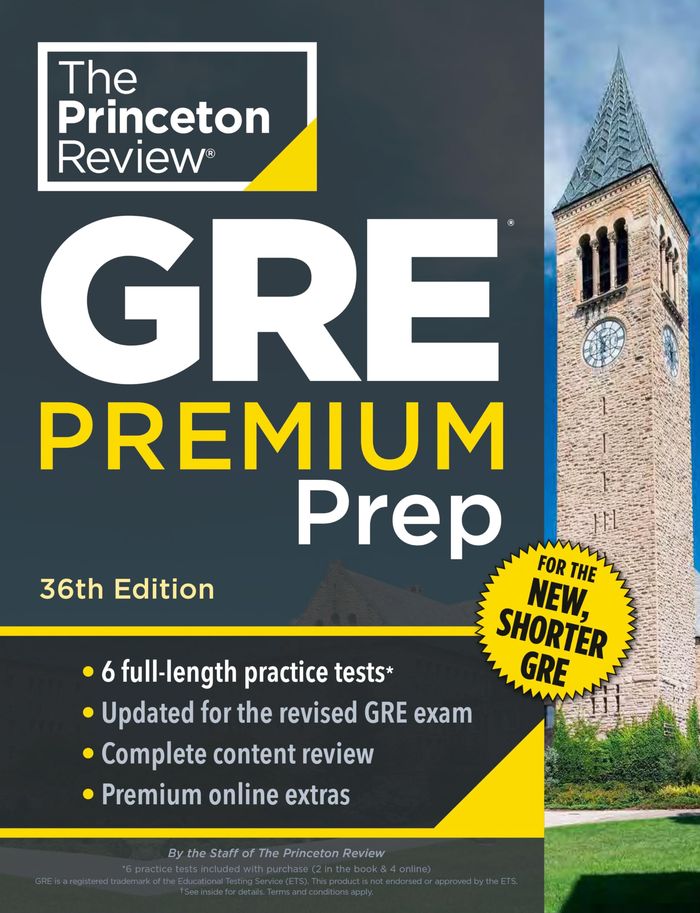 Couverture du livre « PRINCETON REVIEW GRE PREMIUM PREP, 36TH EDITION - 6 PRACTICE TESTS + REVIEW & TECHNIQUES + ONLINE TO » de Review Princeton, librairie Les Contes Infusés à Corte