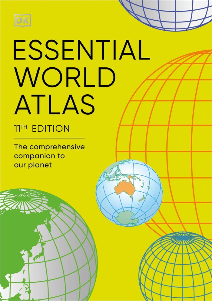 Couverture du livre « DK REFERENCE ATLASES - ESSENTIAL WORLD ATLAS - THE COMPREHENSIVE COMPANION TO OUR PLANET », librairie Les Contes Infusés à Corte