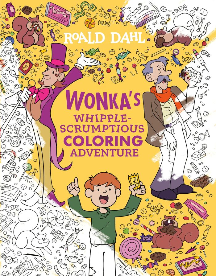 Couverture du livre « WONKA'S WHIPPLE-SCRUMPTIOUS COLORING ADVENTURE » de Dahl/harrison, librairie Les Contes Infusés à Corte