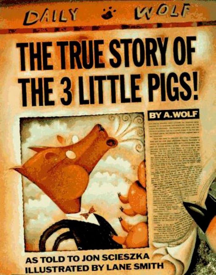Couverture du livre « THE TRUE STORY OF THE THREE LITTLE PIGS » de Scieszka/smith, librairie Les Contes Infusés à Corte