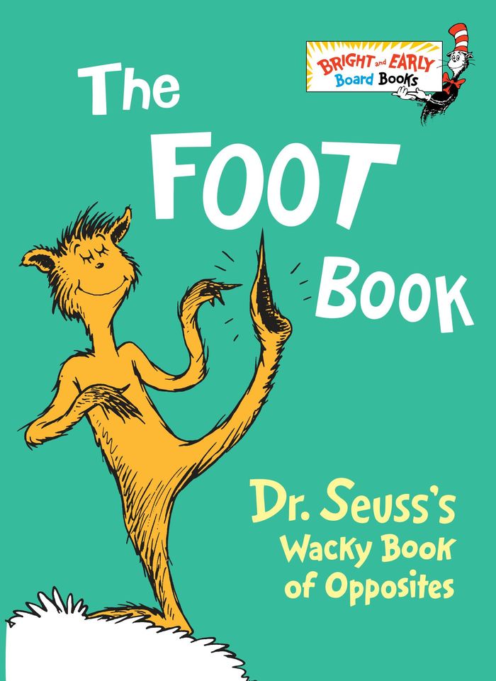 Couverture du livre « BRIGHT & EARLY BOARD BOOKS - THE FOOT BOOK - DR. SEUSS'S WACKY BOOK OF OPPOSITES » de Seuss Dr., librairie Les Contes Infusés à Corte