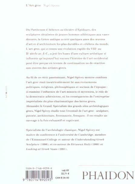 Quatrième de couverture de « L'ART GREC, ARTS ET IDEES »