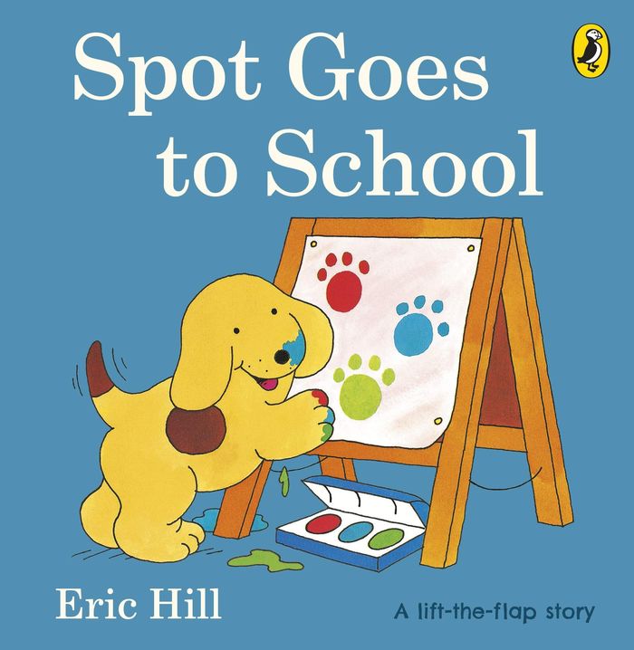 Couverture du livre « SPOT - ORIGINAL LIFT THE FLAP - SPOT GOES TO SCHOOL » de Eric Hill, librairie Les Contes Infusés à Corte