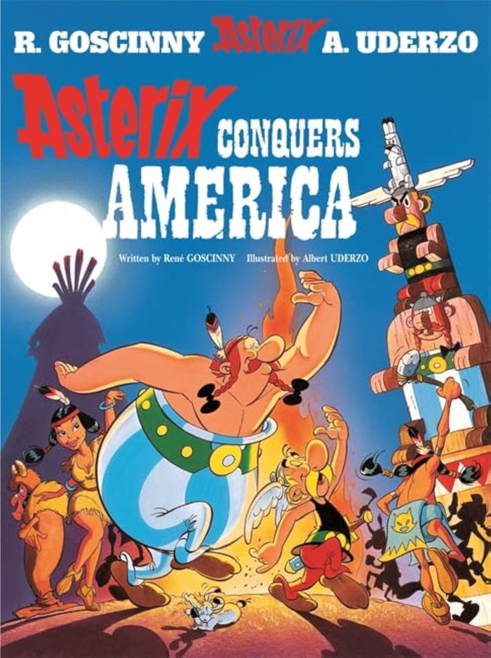 Couverture du livre « ASTERIX CONQUERS AMERICA », librairie Les Contes Infusés à Corte