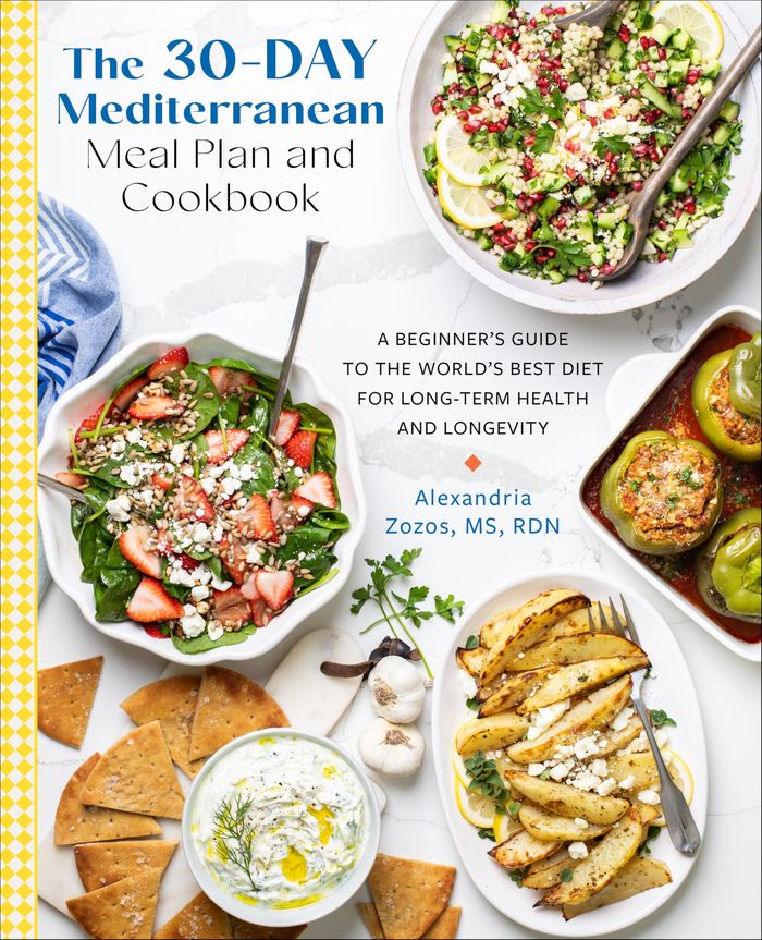 Couverture du livre « THE 30-DAY MEDITERRANEAN MEAL PLAN AND COOKBOOK - A BEGINNER'S GUIDE TO THE WORLD'S BEST DIET FOR LO » de Alexandria Zozos, librairie Les Contes Infusés à Corte