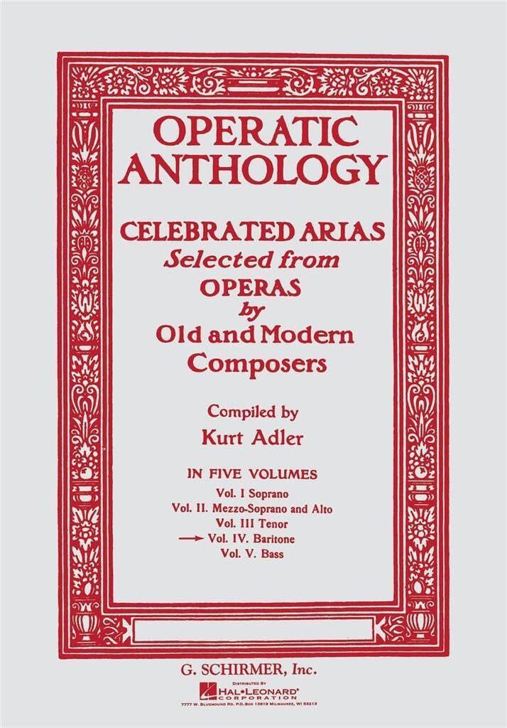 Couverture du livre « OPERATIC ANTHOLOGY VOLUME IV: BARITONE », librairie Les Contes Infusés à Corte