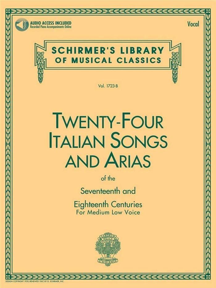 Couverture du livre « 24 ITALIAN SONGS & ARIAS - MEDIUM LOW VOICE - RECUEIL + ENREGISTREMENT(S) EN LIGNE » de Auteurs Divers, librairie Les Contes Infusés à Corte