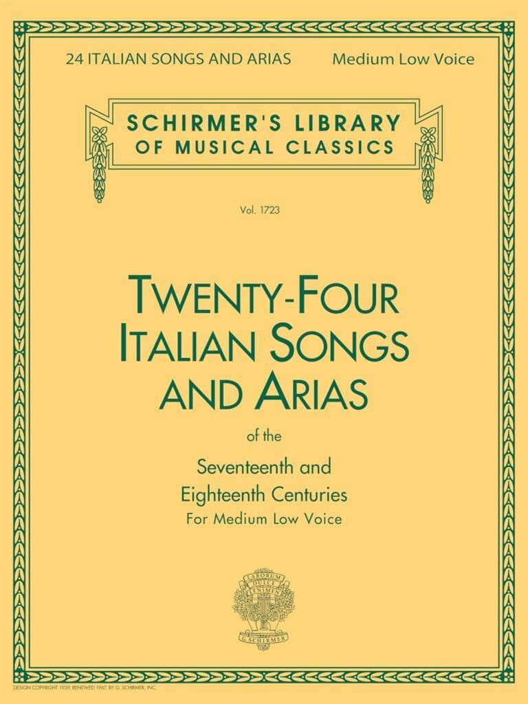 Couverture du livre « 24 ITALIAN SONGS & ARIAS - MEDIUM LOW VOICE OF THE SEVENTEENTH AND EIGHTTENNTH CENTURIES » de Auteurs Divers, librairie Les Contes Infusés à Corte