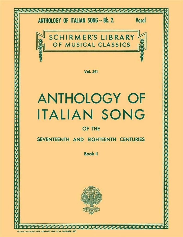 Couverture du livre « ANTHOLOGY OF ITALIAN SONG OF THE 17TH AND 18TH CENTURIES BOOK II » de Auteurs Divers, librairie Les Contes Infusés à Corte