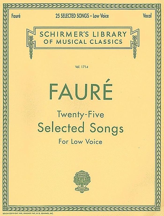 Couverture du livre « GABRIEL FAURE: TWENTY-FIVE SELECTED SONGS (LOW VOICE) » de Faure, (arti Gabriel, librairie Les Contes Infusés à Corte