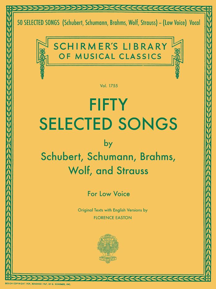 Couverture du livre « 50 SELECTED SONGS (LOW VOICE) » de Auteurs Divers, librairie Les Contes Infusés à Corte