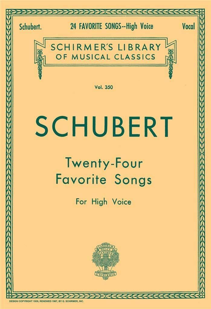 Couverture du livre « FRANZ SCHUBERT: TWENTY-FOUR FAVORITE SONGS FOR HIGH VOICE » de Schubert, (art Franz, librairie Les Contes Infusés à Corte