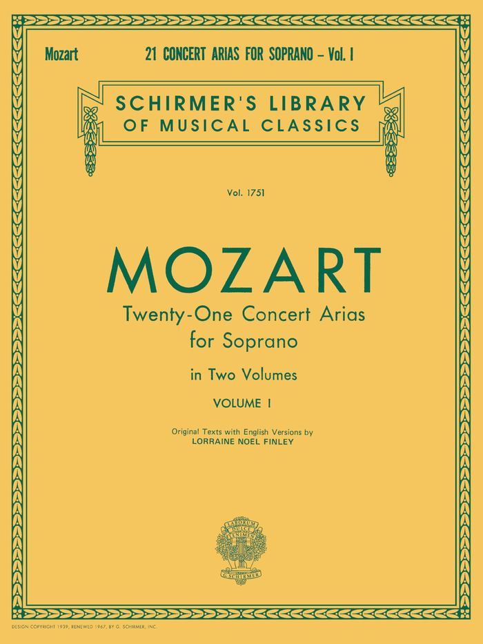 Couverture du livre « W.A. MOZART: TWENTY-ONE CONCERT ARIAS FOR SOPRANO VOLUME I » de Mozart, Ama Wolfgang, librairie Les Contes Infusés à Corte