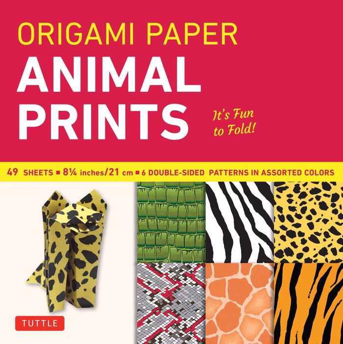 Couverture du livre « ORIGAMI PAPERS ANIMAL PRINTS (LARGE 8 1/4") /ANGLAIS », librairie Les Contes Infusés à Corte