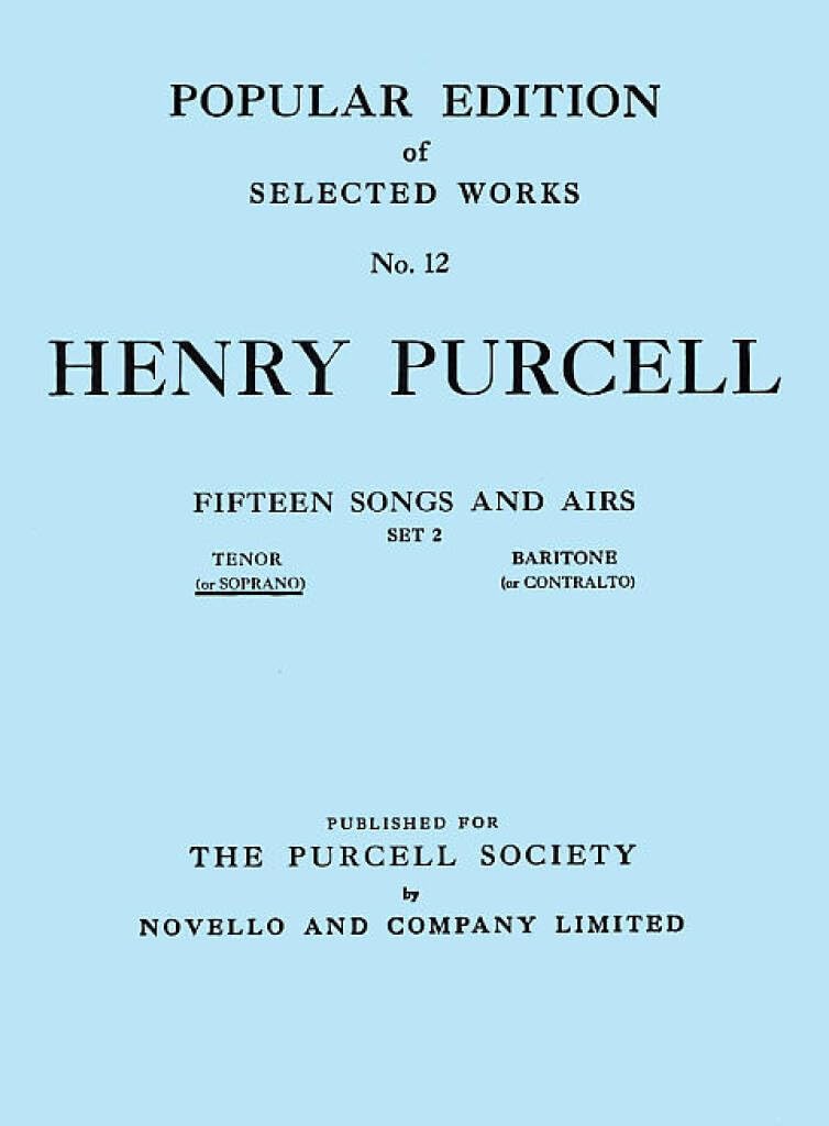 Couverture du livre « HENRY PURCELL: FIFTEEN SONGS AND AIRS - SET 2 (SOPRANO OR TENOR) » de Purcell, (comp Henry, librairie Les Contes Infusés à Corte