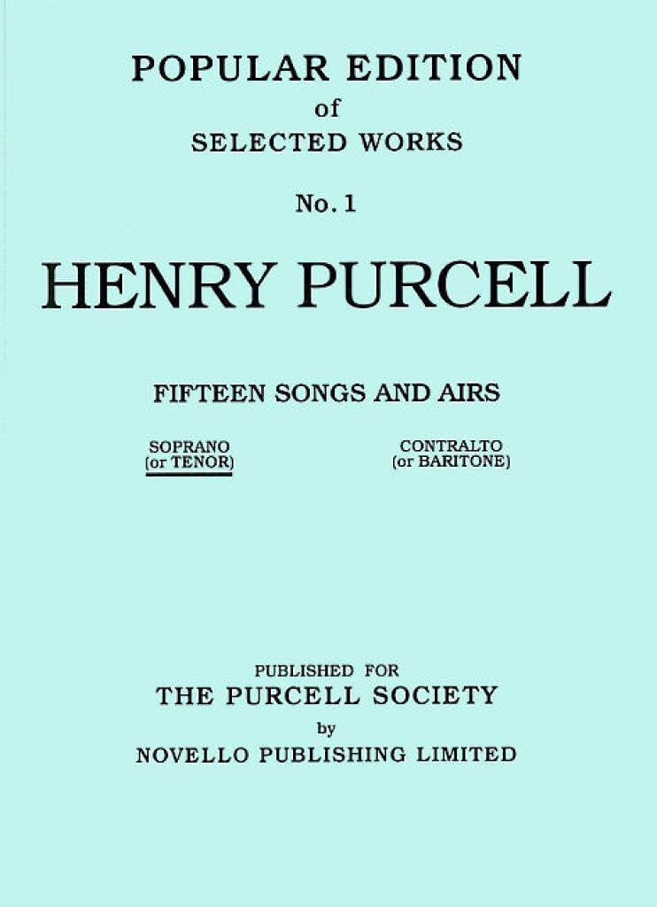 Couverture du livre « HENRY PURCELL: FIFTEEN SONGS AND AIRS SET 1 (SOPRANO OR TENOR) » de Purcell, (comp Henry, librairie Les Contes Infusés à Corte