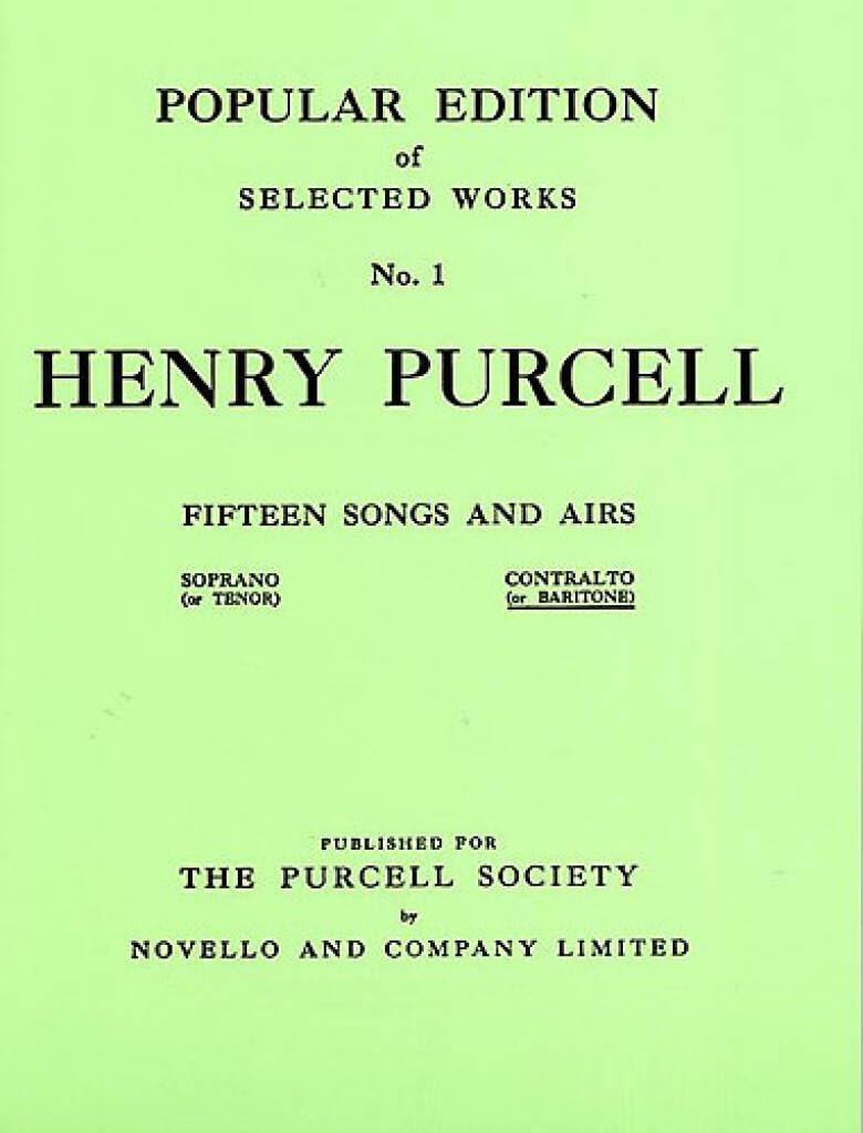 Couverture du livre « HENRY PURCELL: FIFTEEN SONGS AND AIRS SET 1 (CONTRALTO OR BARITONE) » de Purcell, (comp Henry, librairie Les Contes Infusés à Corte