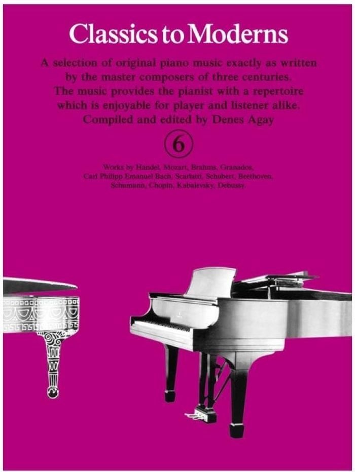 Couverture du livre « DENES AGAY : CLASSICS TO MODERNS 6 - PIANO » de Agay Denes, librairie Les Contes Infusés à Corte